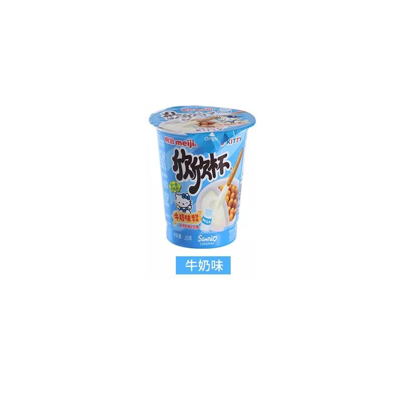 【好乐源】牛奶味 25g Meiji/明治欣欣杯酱条饼干手指饼干棒长条蘸酱巧克力牛奶儿童零食