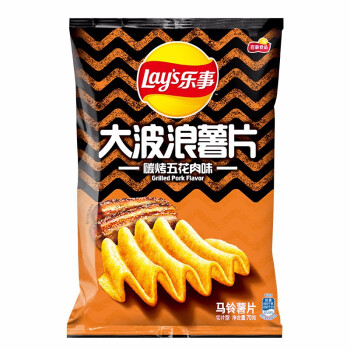 【好乐源】乐事 零食 休闲食品 大波浪薯片 70g 百事食品 碳烤五花肉味70g