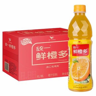 【好乐源】统一鲜橙多450ml*15瓶果汁整箱橙汁饮料